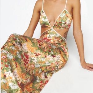 NWT Reformation Poppies Silk Dress